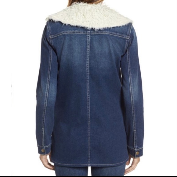 🥳HP🥳 KUT From The Kloth Faux Shearling Trim Denim Jacket - Picture 3 of 7